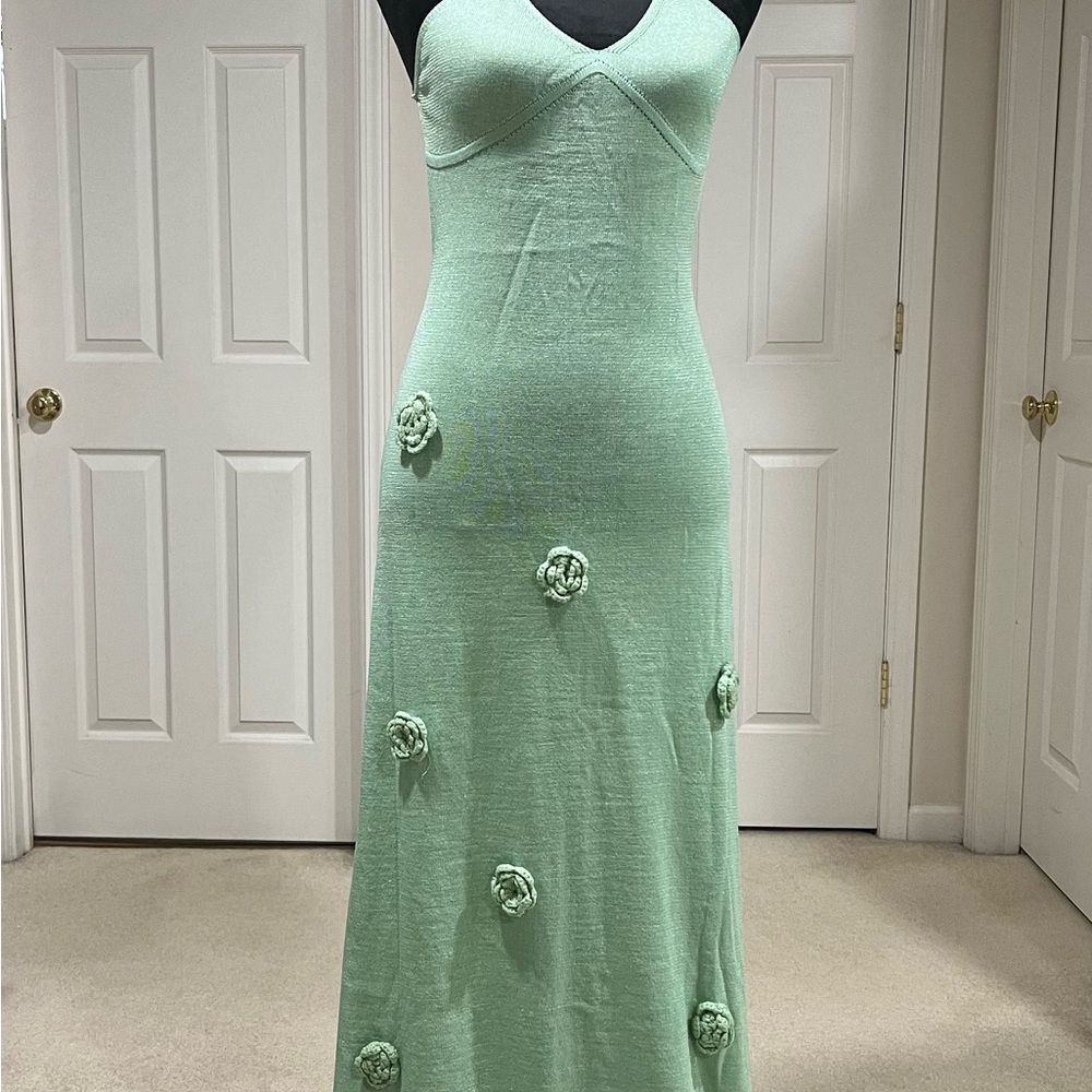 SHEIN Green Embellished Sleeveless V-Neck Maxi Gown NWOT Never Worn!!!!